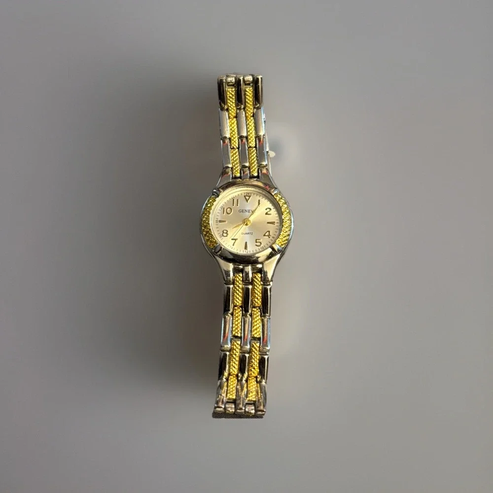 Geneva Vtg Gold & Silver Quartz‎ Analog Women's Slim Watch, Requires New Battery